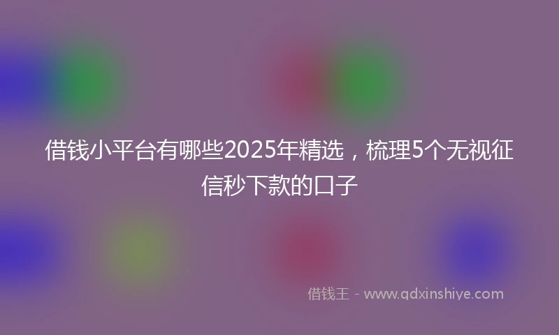 借钱小平台有哪些2025年精选，梳理5个无视征信秒下款的口子