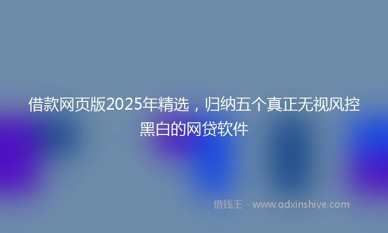 借款网页版2025年精选，归纳五个真正无视风控黑白的网贷软件