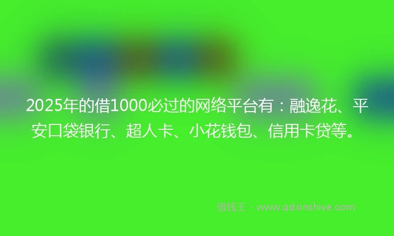 2025年的借1000必过的网络平台有：融逸花、平安口袋银行、超人卡、小花钱包、信用卡贷等。
