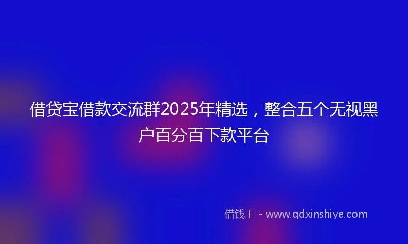 借贷宝借款交流群2025年精选，整合五个无视黑户百分百下款平台