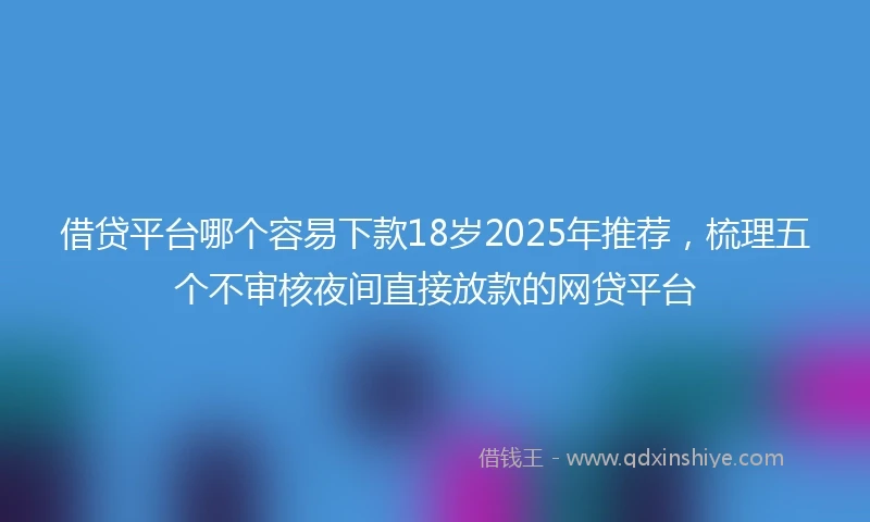 借贷平台哪个容易下款18岁2025年推荐，梳理五个不审核夜间直接放款的网贷平台