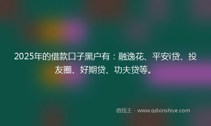 2025年的借款口子黑户有：融逸花、平安i贷、投友圈、好期贷、功夫贷等。