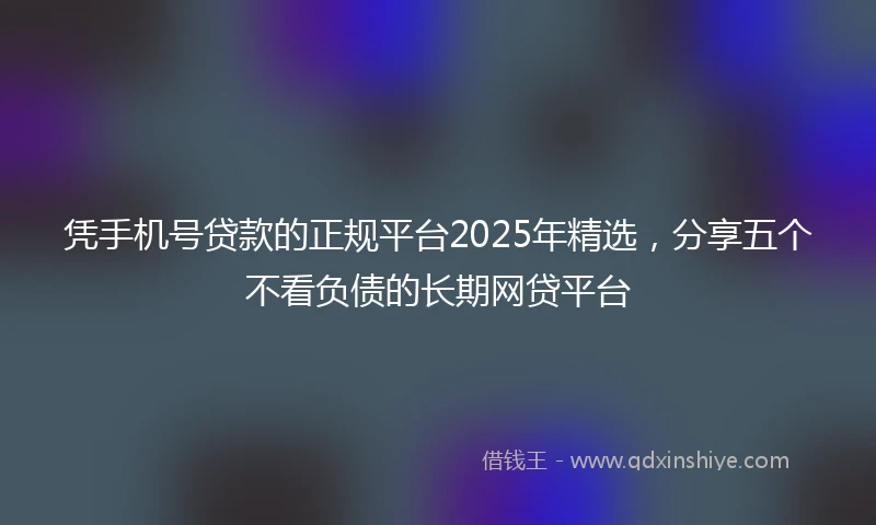 凭手机号贷款的正规平台2025年精选，分享五个不看负债的长期网贷平台