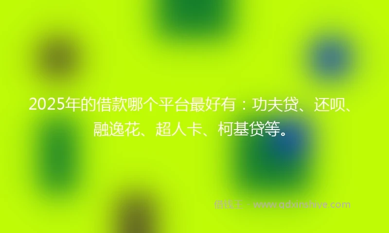 2025年的借款哪个平台最好有：功夫贷、还呗、融逸花、超人卡、柯基贷等。