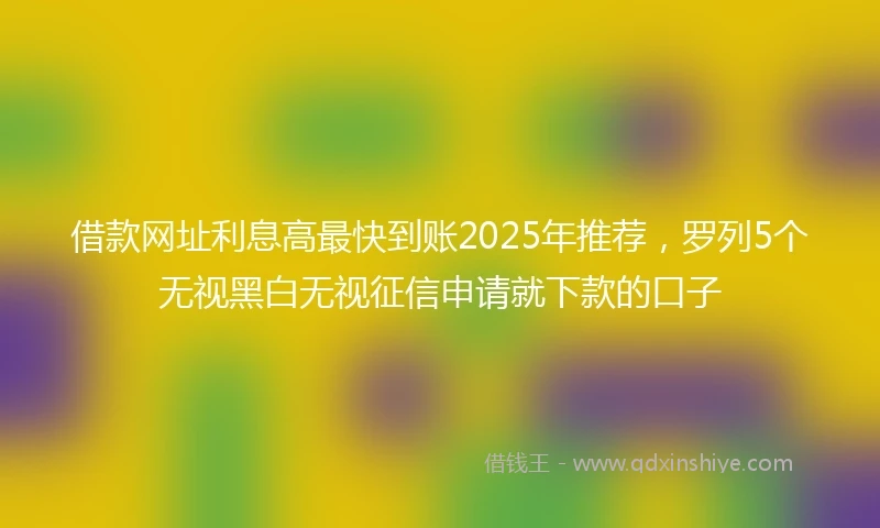 借款网址利息高最快到账2025年推荐，罗列5个无视黑白无视征信申请就下款的口子