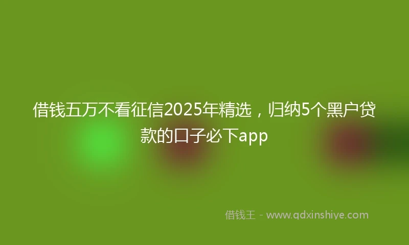 借钱五万不看征信2025年精选，归纳5个黑户贷款的口子必下app