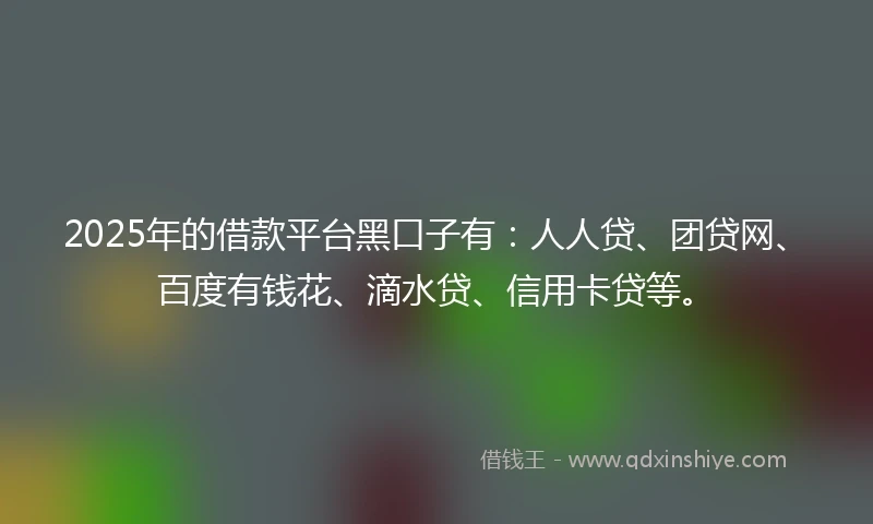 2025年的借款平台黑口子有：人人贷、团贷网、百度有钱花、滴水贷、信用卡贷等。
