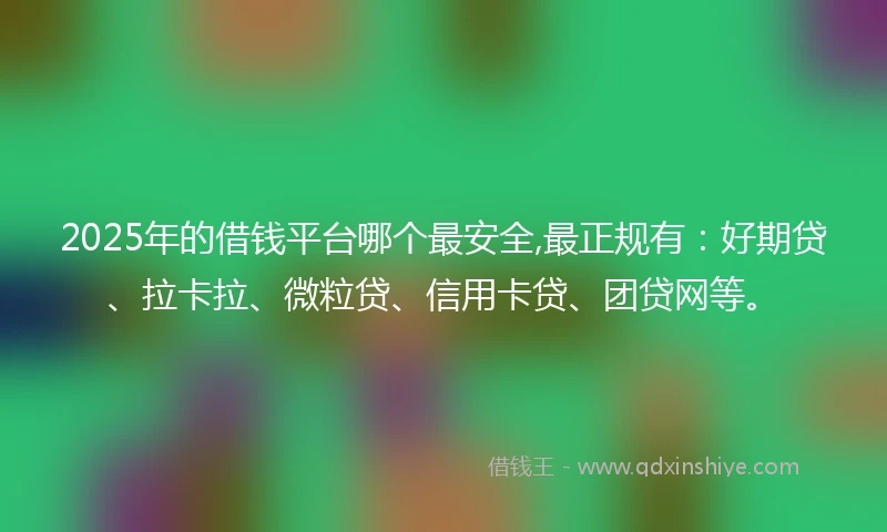2025年的借钱平台哪个最安全,最正规有：好期贷、拉卡拉、微粒贷、信用卡贷、团贷网等。