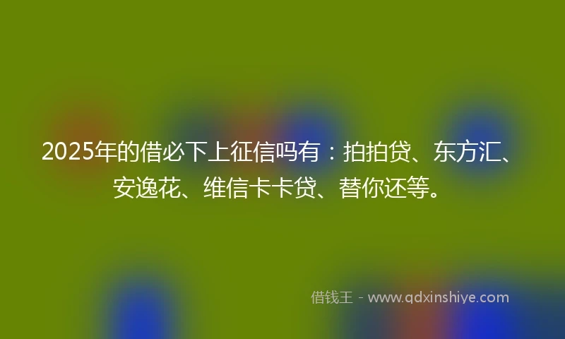 2025年的借必下上征信吗有：拍拍贷、东方汇、安逸花、维信卡卡贷、替你还等。