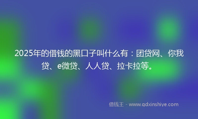 2025年的借钱的黑口子叫什么有：团贷网、你我贷、e微贷、人人贷、拉卡拉等。