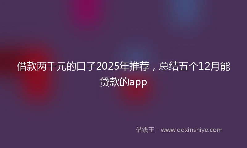 借款两千元的口子2025年推荐，总结五个12月能贷款的app