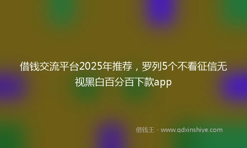 借钱交流平台2025年推荐，罗列5个不看征信无视黑白百分百下款app