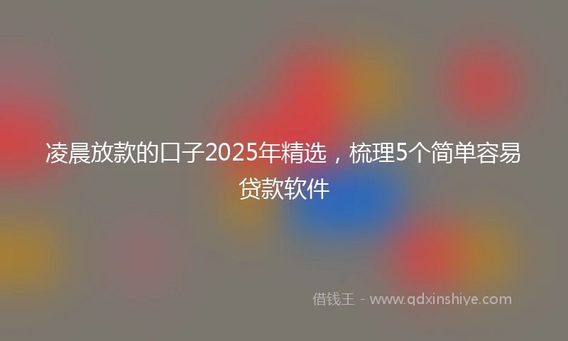 凌晨放款的口子2025年精选，梳理5个简单容易贷款软件
