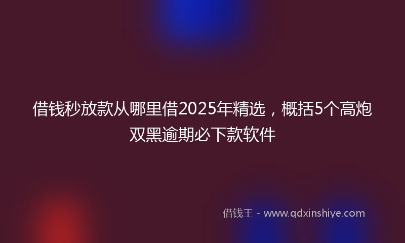 借钱秒放款从哪里借2025年精选，概括5个高炮双黑逾期必下款软件
