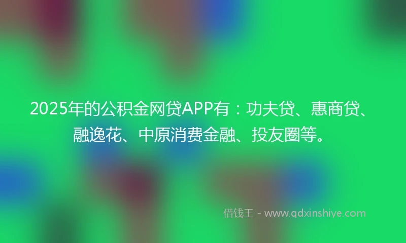 2025年的公积金网贷APP有：功夫贷、惠商贷、融逸花、中原消费金融、投友圈等。
