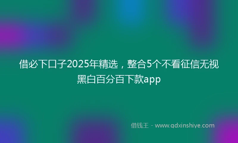 借必下口子2025年精选，整合5个不看征信无视黑白百分百下款app