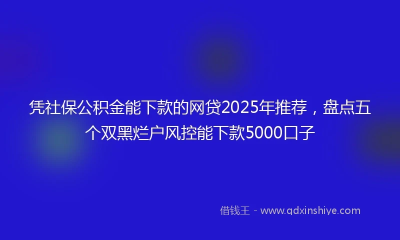 凭社保公积金能下款的网贷2025年推荐，盘点五个双黑烂户风控能下款5000口子