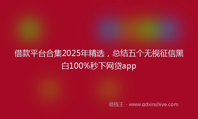 借款平台合集2025年精选，总结五个无视征信黑白100%秒下网贷app