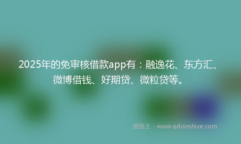 2025年的免审核借款app有：融逸花、东方汇、微博借钱、好期贷、微粒贷等。