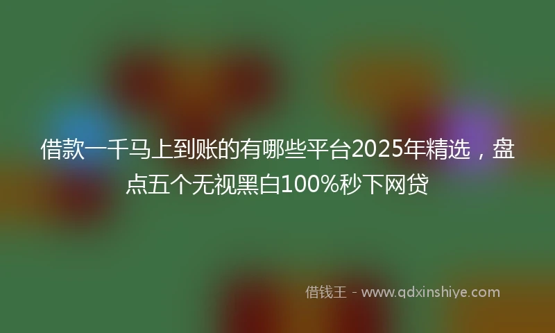 借款一千马上到账的有哪些平台2025年精选，盘点五个无视黑白100%秒下网贷