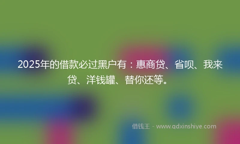 2025年的借款必过黑户有：惠商贷、省呗、我来贷、洋钱罐、替你还等。