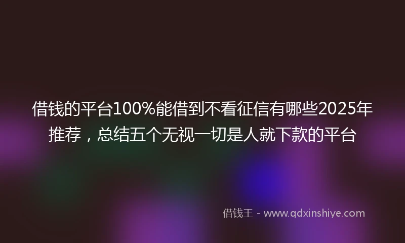 借钱的平台100%能借到不看征信有哪些2025年推荐，总结五个无视一切是人就下款的平台