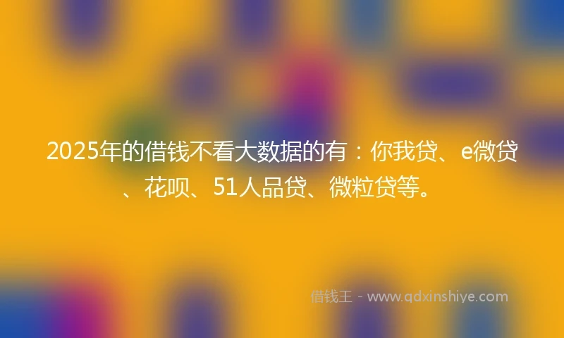2025年的借钱不看大数据的有：你我贷、e微贷、花呗、51人品贷、微粒贷等。