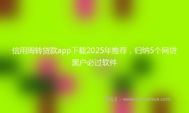 信用周转贷款app下载2025年推荐，归纳5个网贷黑户必过软件