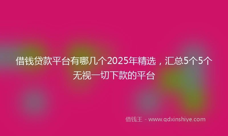 借钱贷款平台有哪几个2025年精选，汇总5个5个无视一切下款的平台