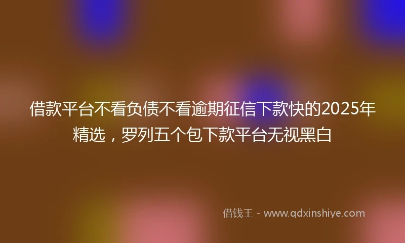 借款平台不看负债不看逾期征信下款快的2025年精选,罗列五个包下款平台无视黑白