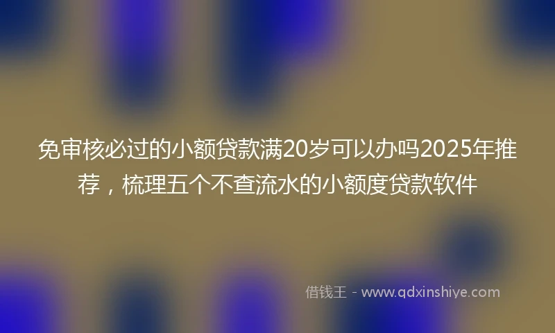 免审核必过的小额贷款满20岁可以办吗2025年推荐，梳理五个不查流水的小额度贷款软件