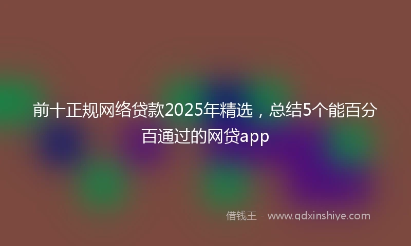 前十正规网络贷款2025年精选，总结5个能百分百通过的网贷app