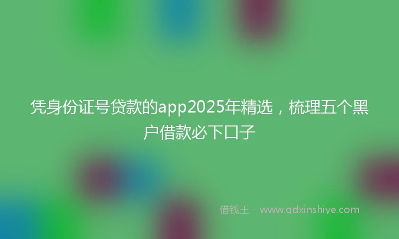 凭身份证号贷款的app2025年精选，梳理五个黑户借款必下口子