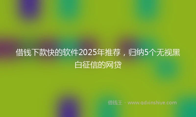 借钱下款快的软件2025年推荐，归纳5个无视黑白征信的网贷