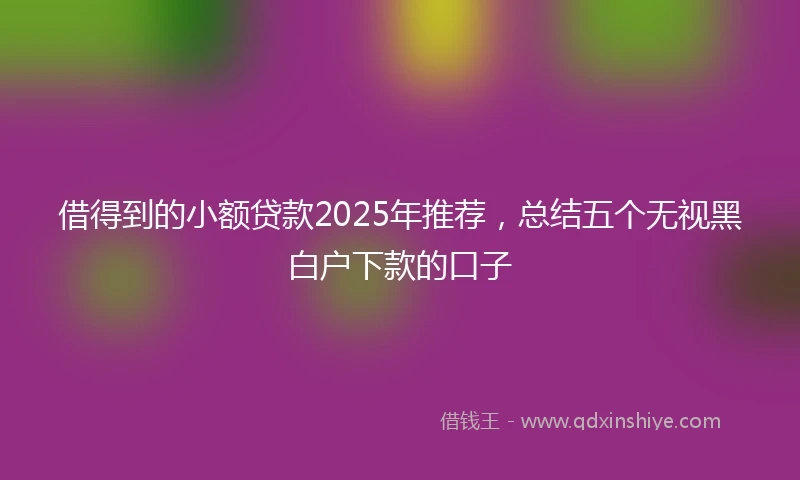 借得到的小额贷款2025年推荐，总结五个无视黑白户下款的口子