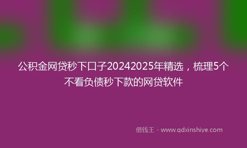 公积金网贷秒下口子20242025年精选，梳理5个不看负债秒下款的网贷软件