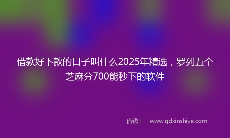借款好下款的口子叫什么2025年精选，罗列五个芝麻分700能秒下的软件