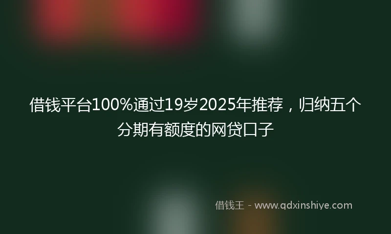 借钱平台100%通过19岁2025年推荐，归纳五个分期有额度的网贷口子