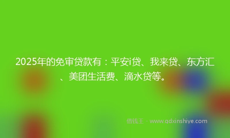 2025年的免审贷款有：平安i贷、我来贷、东方汇、美团生活费、滴水贷等。