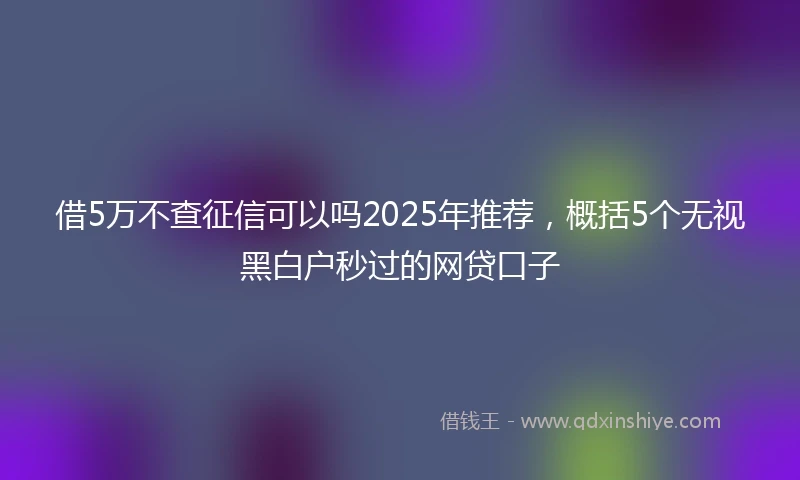 借5万不查征信可以吗2025年推荐，概括5个无视黑白户秒过的网贷口子