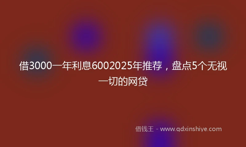 借3000一年利息6002025年推荐，盘点5个无视一切的网贷