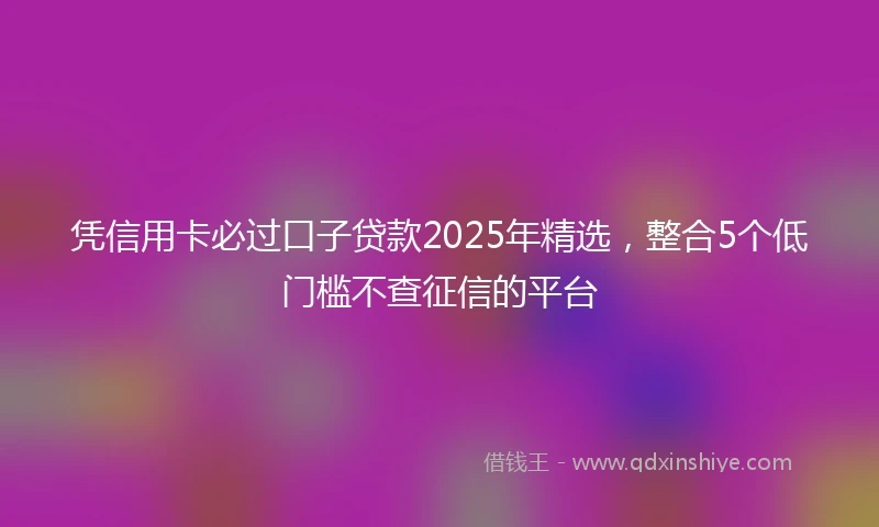凭信用卡必过口子贷款2025年精选，整合5个低门槛不查征信的平台