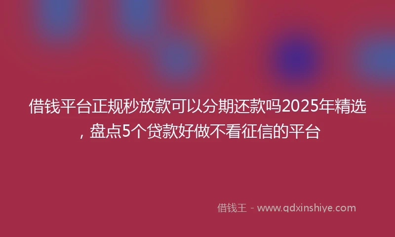 借钱平台正规秒放款可以分期还款吗2025年精选，盘点5个贷款好做不看征信的平台