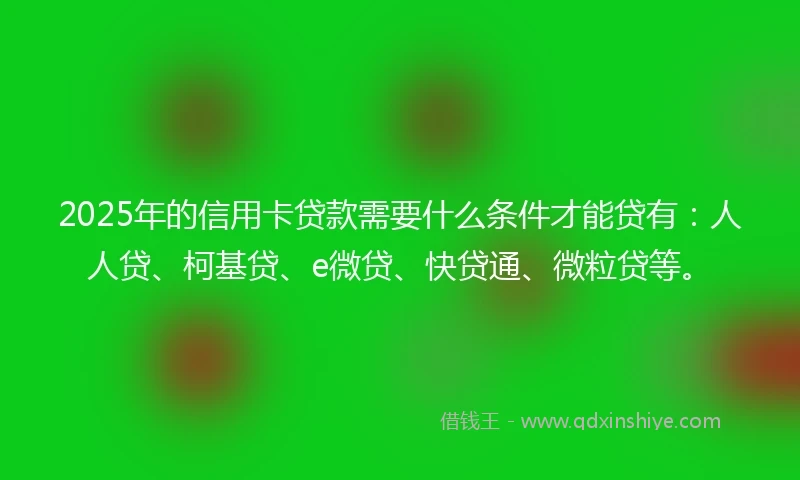 2025年的信用卡贷款需要什么条件才能贷有：人人贷、柯基贷、e微贷、快贷通、微粒贷等。