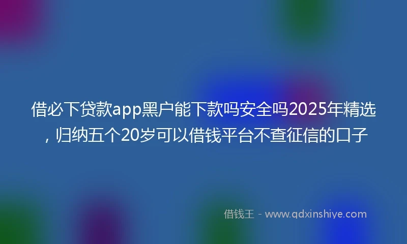 借必下贷款app黑户能下款吗安全吗2025年精选，归纳五个20岁可以借钱平台不查征信的口子