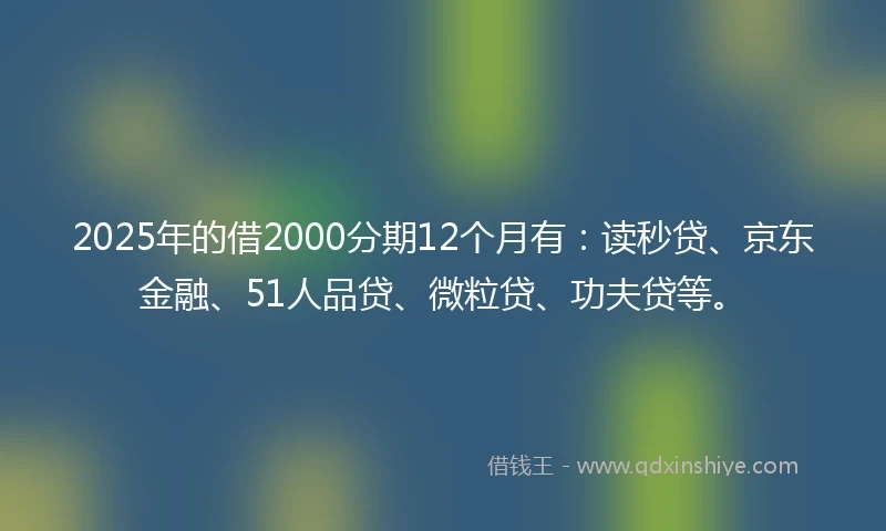 2025年的借2000分期12个月有:读秒贷、京东金融、51人品贷、微粒贷、功夫贷等。