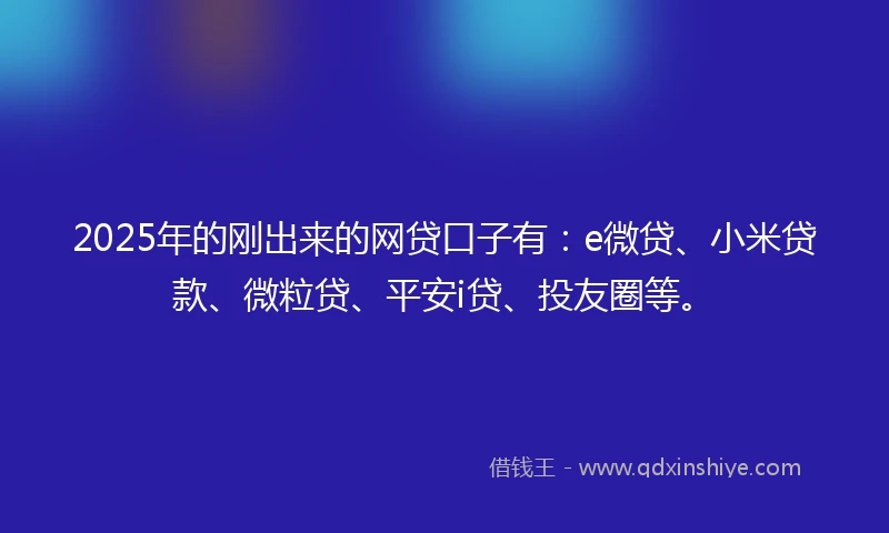 2025年的刚出来的网贷口子有：e微贷、小米贷款、微粒贷、平安i贷、投友圈等。