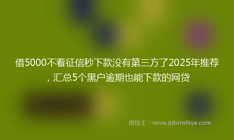 借5000不看征信秒下款没有第三方了2025年推荐，汇总5个黑户逾期也能下款的网贷