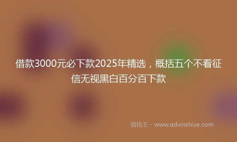 借款3000元必下款2025年精选，概括五个不看征信无视黑白百分百下款