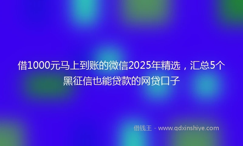 借1000元马上到账的微信2025年精选，汇总5个黑征信也能贷款的网贷口子